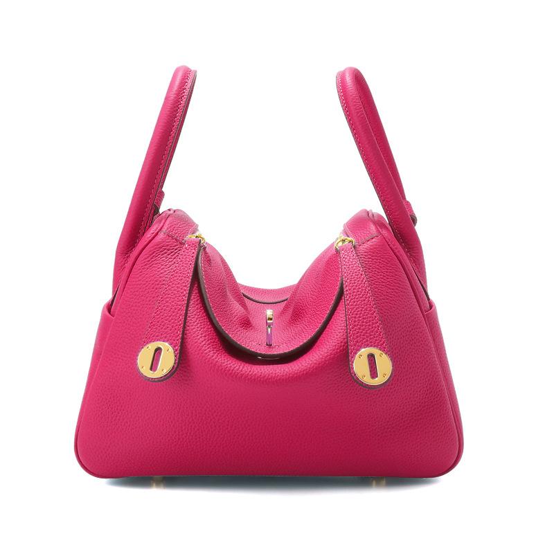 Women Lindy Style Handbag, Retro Rotating Lock Crossbody Shoulder Bag, Multi Pocket Portable Top Handle Purse, Casual Daily Work Travel Leather Bag