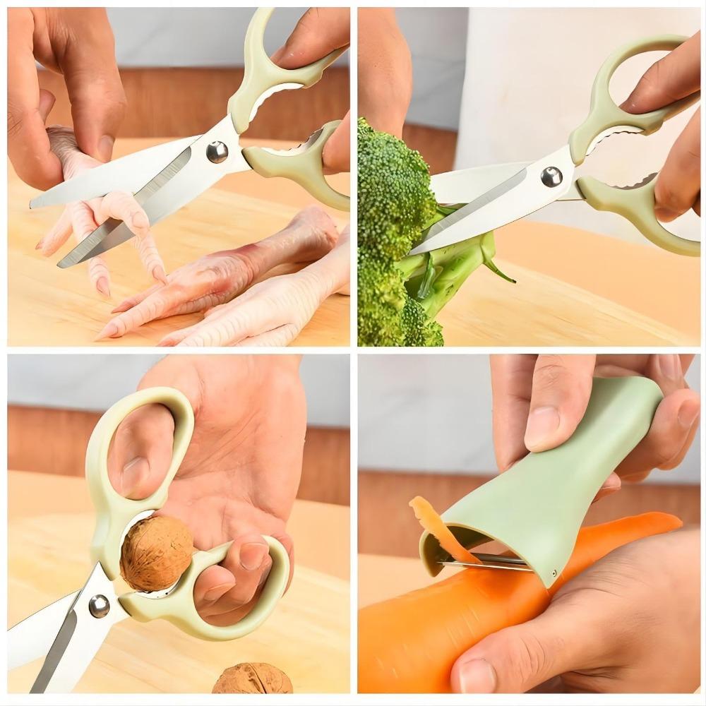 Kitchen Scissors and Peeler Set 3 in 1 Standable Stainless Steel Household Scissors Food Scissors and Melon Planer Accessories