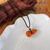 Handmade Wood Bottle Gourd Pendant Necklace Sweater Chain Wood Texture Suitable for Women Present with Adjustable Rope