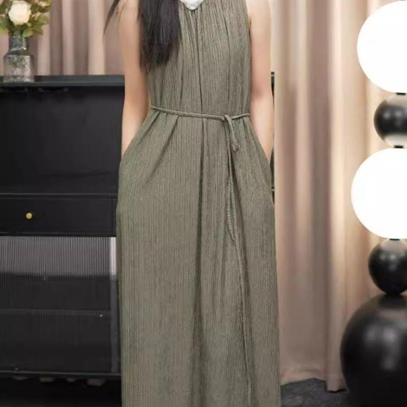 French Black Sleeveless Long Dress - Elegant & Slimming Women's Fashion 2026