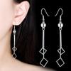Silver Plated Ear Hook Earrings Simple Five-Pointed Star Exaggerated Mid-Length Tassel Earrings Sweet Personality Cute Eardrops