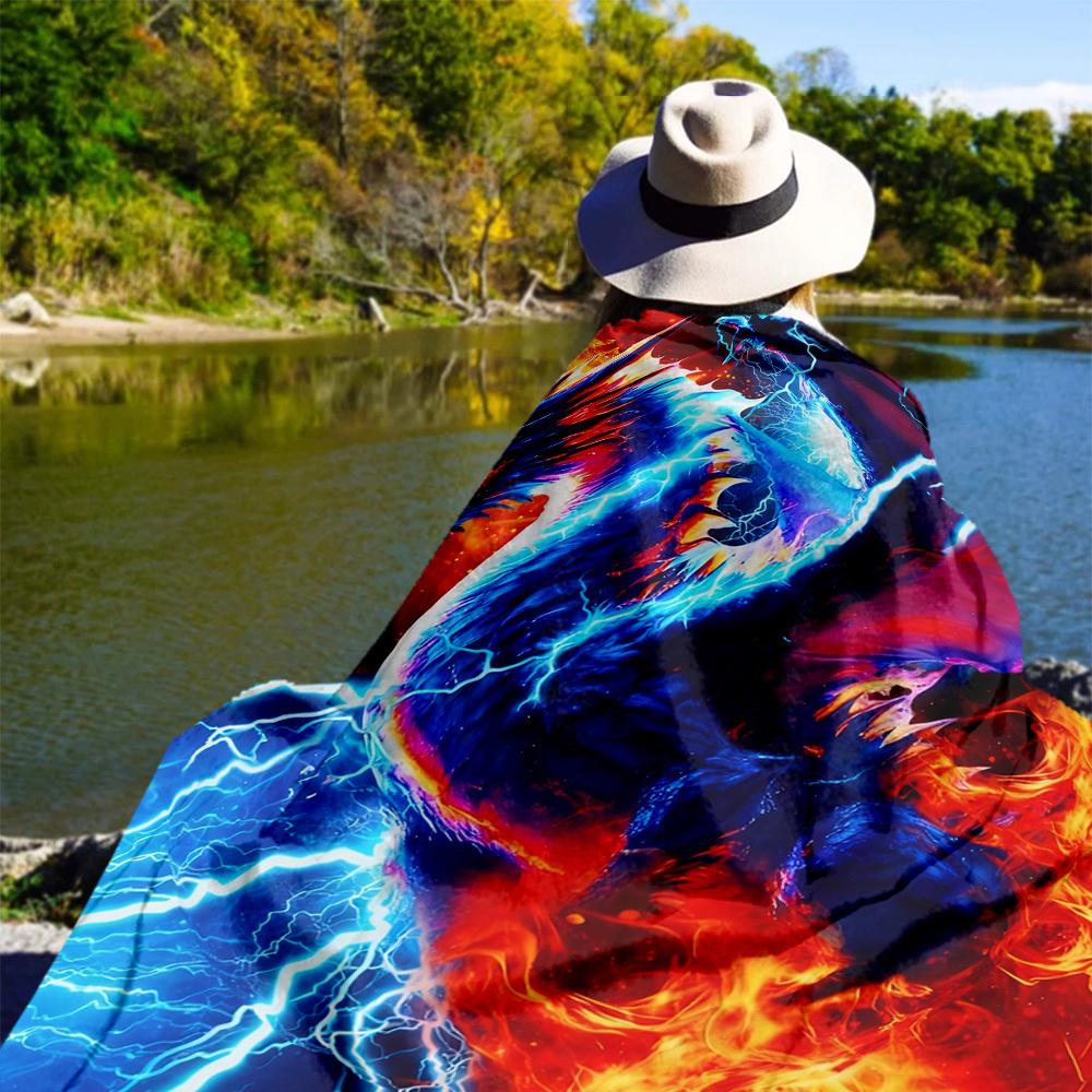 Electric Dragon Fire Outdoor Flannel Blankets, travel, Home Blankets, Suitable for All Seasons,Christmas Gifts. R1127255