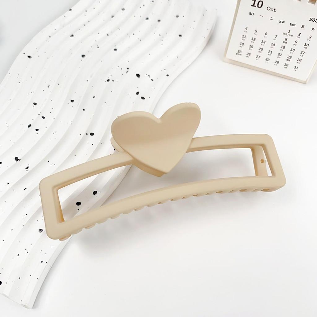 Milk Tea Color Large Hair Claw - Korean Style Fashionable Hollow Out Shark Clip for Women's Updos