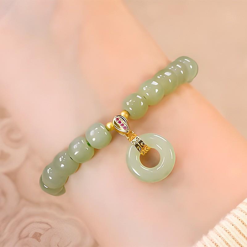 Ping An Double Happiness Buckle Bracelet: Chinese Style, Retro, Simple Elegant Women's Hand Jewelry.