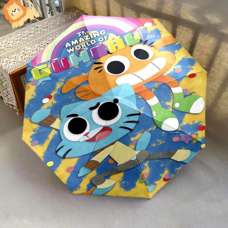 Gumball Darwin Adventure Automatic Umbrella - Suitable Travel Outdoor Portable Umbrella Birthday Gift Daily Essentials