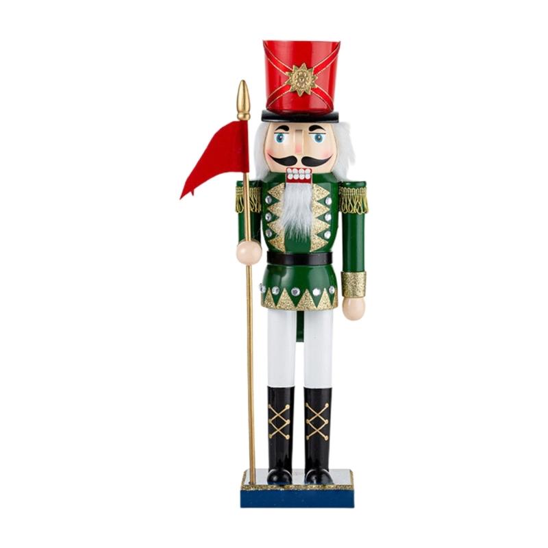 15in Bearer Wooden Christmas Nutcracker King Soldier Figurine Toy Ornaments X3UC
