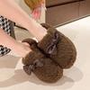 Koreanische Version Dicksohlige Tasche Kopf Schleife Flauschige Hausschuhe Damen Oberbekleidung 2025 neu Herbst und Winter Samt Warme Baumwollhausschuhe