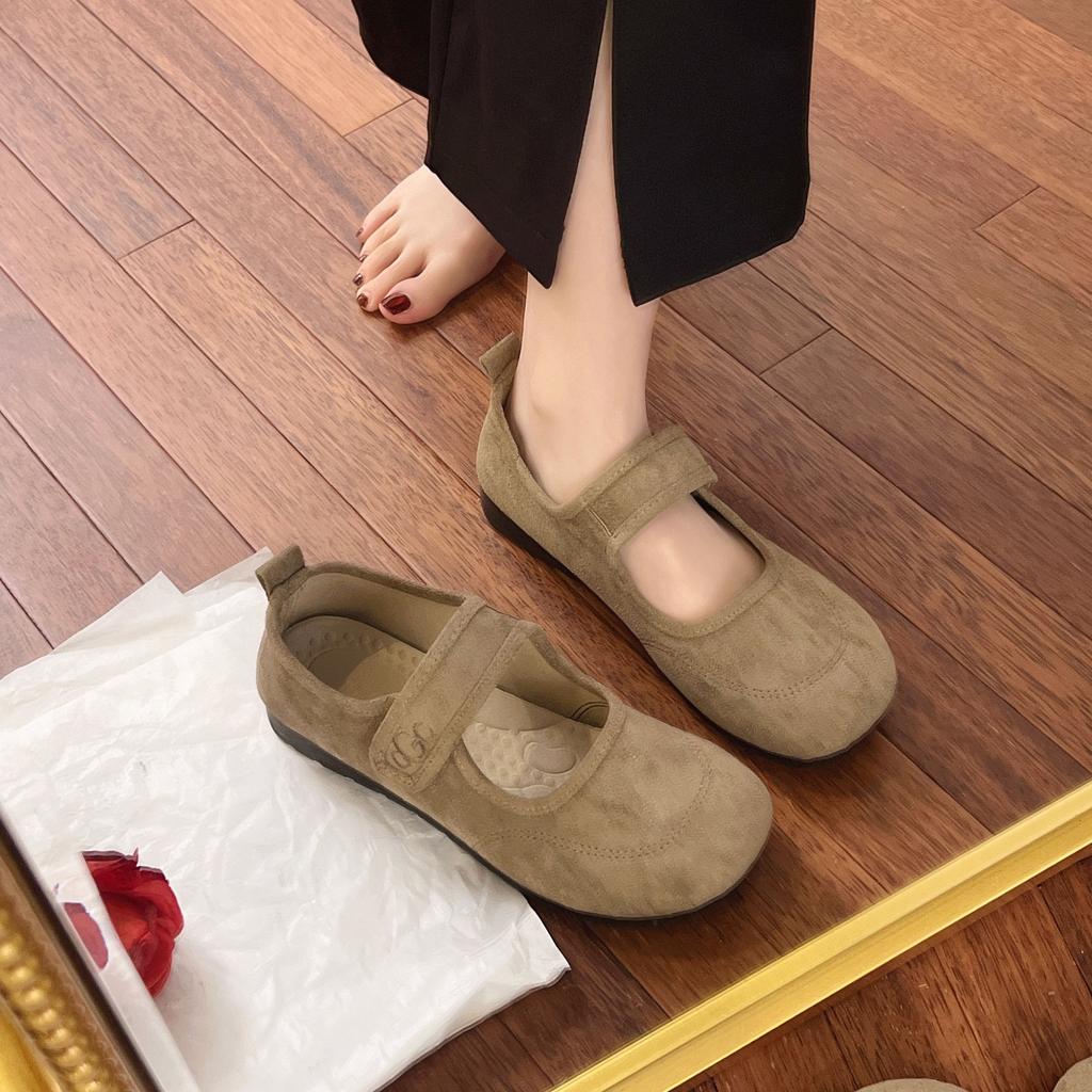 Processing Customized New Mary Jane Summer Women's Versatile Daily Fashion One-pedal Mongolian Velvet Doudou Casual Shoes