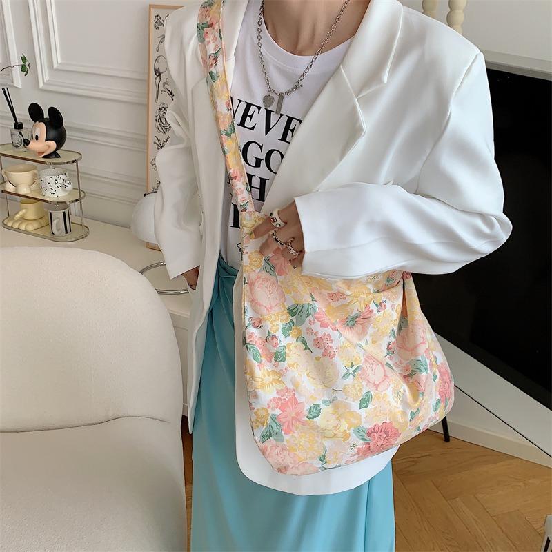 1 Fresh Flower Bag Spring and Summer Thin Cotton Shoulder Bag Crossbody Bag Large Capacity Women's Bag