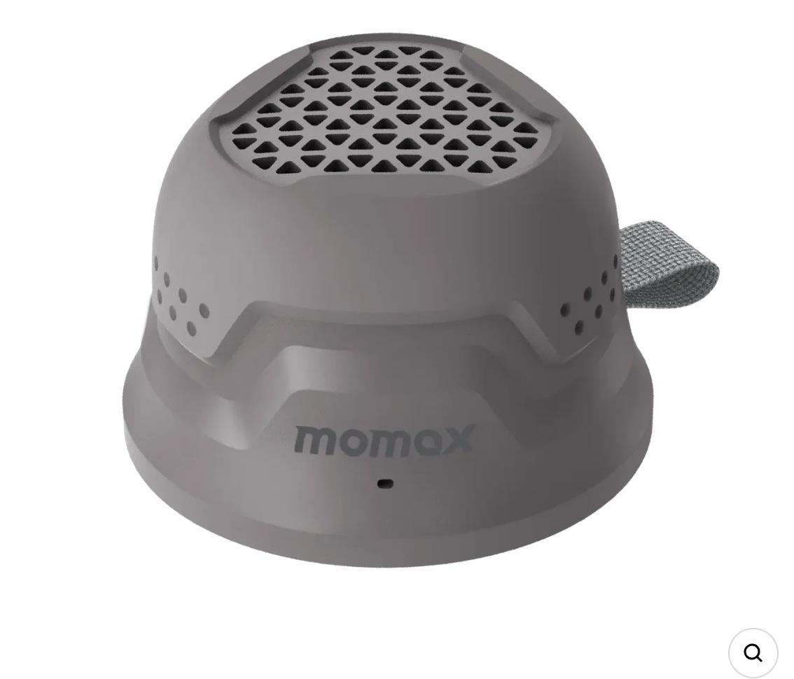 

Momax BS7 Bluetooth Speaker: Magnetic, Waterproof, Small Steel Cannon with Phone Holder for Hiking and Cycling. Connects 2 Speakers сірий колір