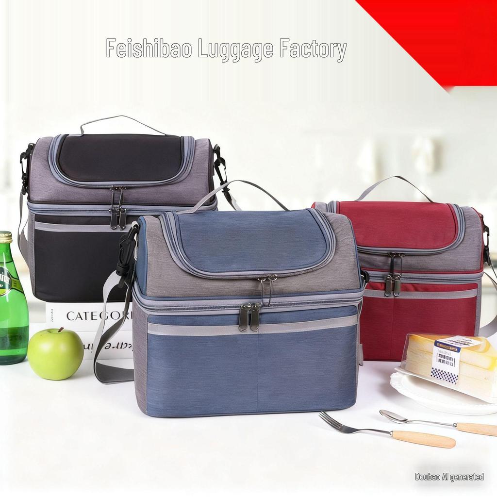 Bolsa de Almoço Transversal Isolada Colorblock de Grande Capacidade com Folha de Alumínio Espessa