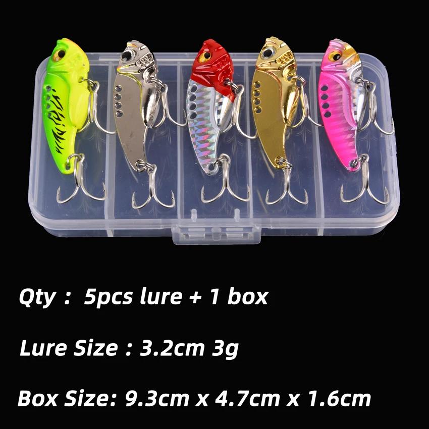 5pcs/box Metal VIB 3/7/10/15/20g Fishing Lure Vibration Spoon Hard Baits Crankbait Wobbler Swimbait Cicada VIB Tackle
