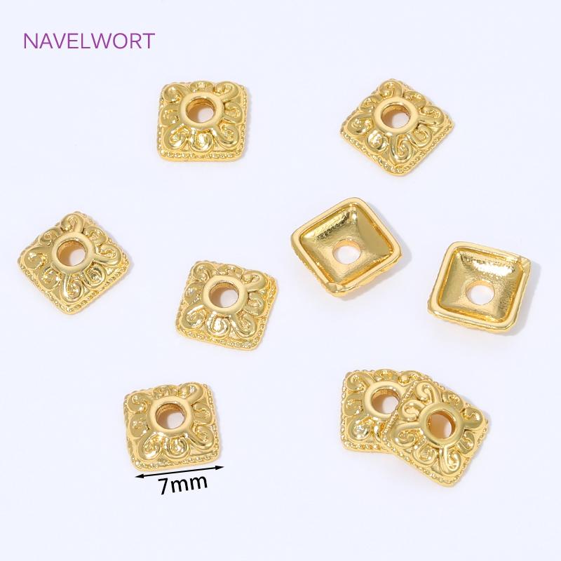 10/20Pcs 18K Gold Plated Brass Spacer Beads Caps For Jewelry Making,With Zircon Flower Beads Cap For Bracelet,DIY Accessories
