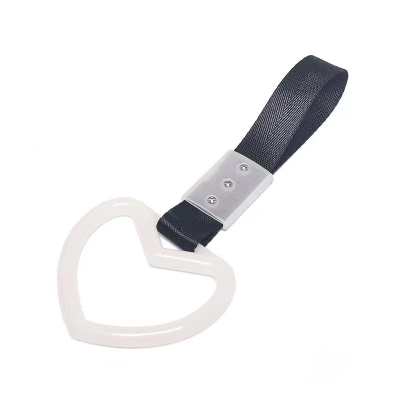 Train Bus Car Handle Hand Strap Ring Heart Styling Drift Charm Strap Car Interior Safety Grab Handle Rear Bumper Warning Ring