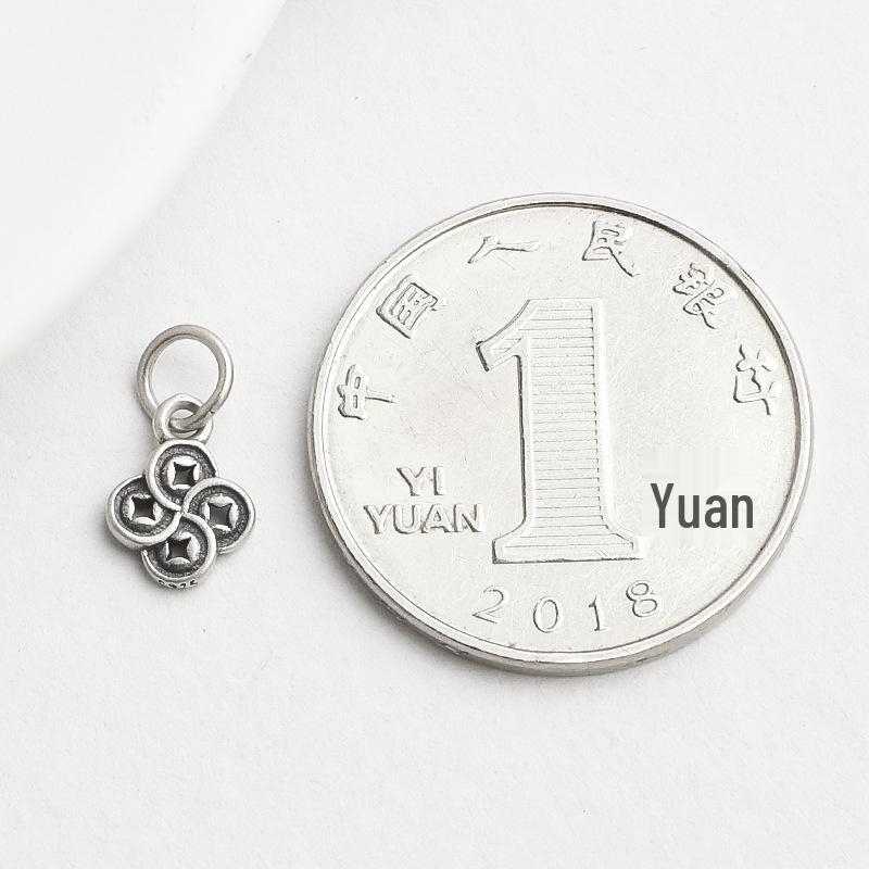 S925 Sterling Silver Chinese Copper Coin Pendant for DIY Crystal Bracelet and Necklace Accessories