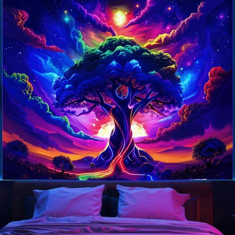 Green Tree Of Life Wall Tapestry Mandala Boho Hippie Meditation Home Decor Artistic Gift Soft Durable Cozy Aesthetic Cute