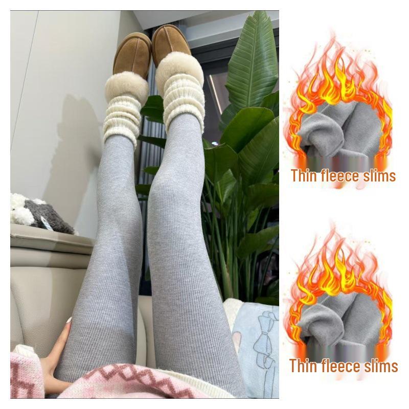 

Women s High-Waist Lambswool Ribbed Leggings: Fleece-Lined, Thick, Cotton, Slim-Fit Autumn/Winter Pants for Warmth L (80-120 lbs)
