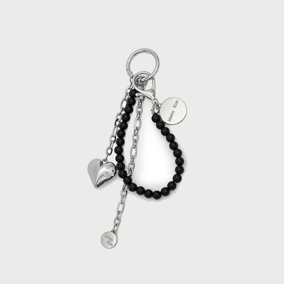 MATIN HEART CHARM KEYRING IN BLACK