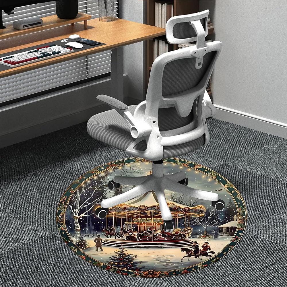 1pc Winter Wonderland Chair Carpet for Office, Non-slip, Soft and Durable Office Rug for Interior Decoration, Perfect for Office yy260325092 80cm by 80cm