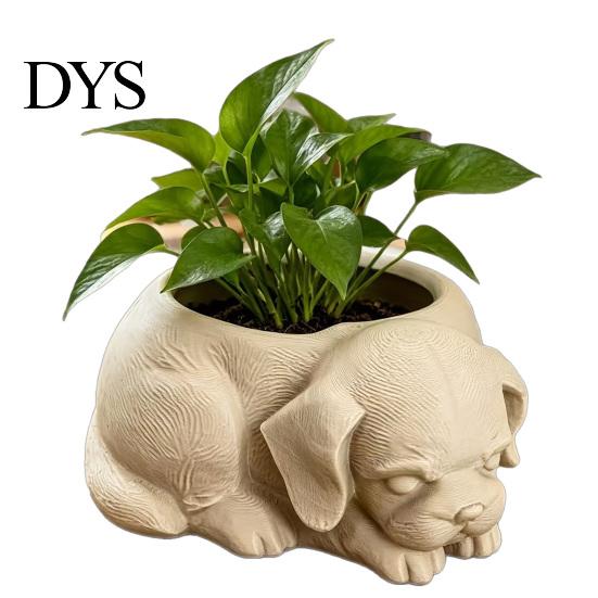 Cute Lying Dog Succulents Container Puppy Planter, 3D Printed Decorative Plant Pot, Unique Artistic Ornament Pot Shaped Planter for Home Office Decor