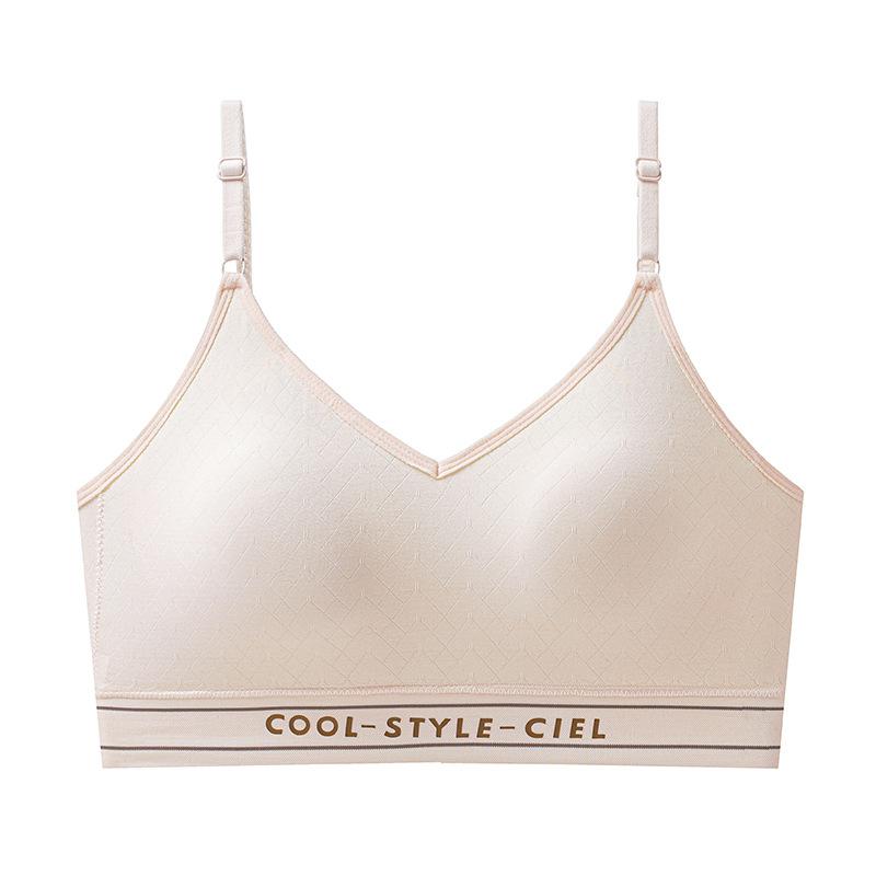 

Summer thin seamless vest type sports development period child anti-light comfortable breathable high school student bra M [recommendation 37.5-50kg] абрикосовый света