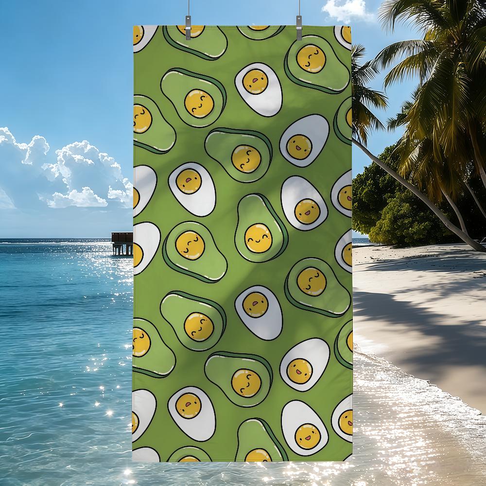 Süßes Avocado-Muster Handtuch Schnelltrocknend Strandhandtücher Sind Geeignet Für Schwimmbäder Camping Yoga Und Das Fitnessstudio