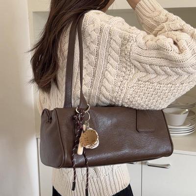 2024 Women's Retro Korean Baguette Bag - Versatile Autumn/Winter Shoulder Bag for Commuting & Leisure
