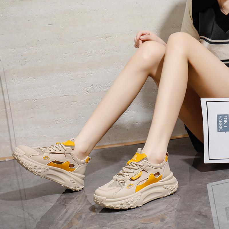 Mode Damen PU Leder Sneaker Lochschuhe Sommer Atmungsaktiv Hohl Freizeitschuhe Mode Originalität Damen Sandalen Zapatos De Mujer