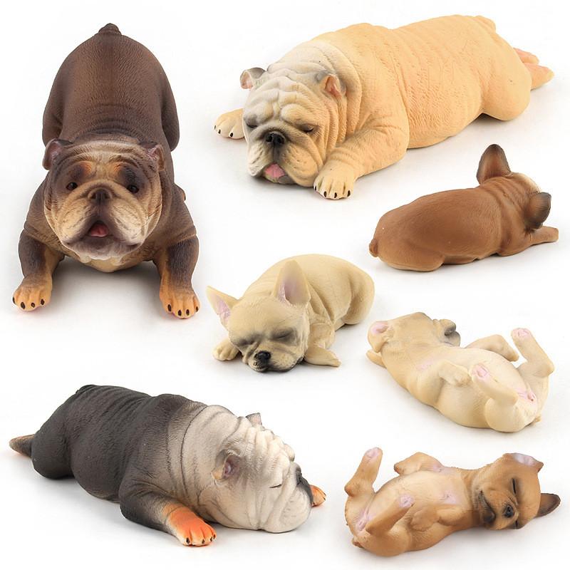 Realistic Pvc French Bulldog Figurine Adorable Sleeping Dog Statue Home Decor
