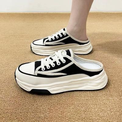 Scarpe da papà da donna estive nuove per studenti scarpe sportive con plateau casual aumento altezza testa a sacco mezzo zoccolo