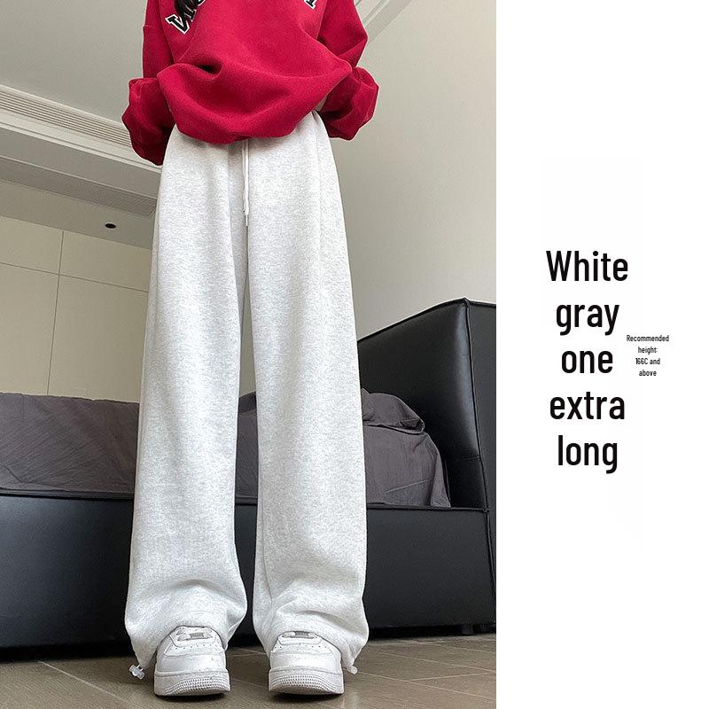 Women's 2024 Winter Fleece-Lined American Style Sweatpants - Slimming Loose Fit, Straight & Wide Leg Joggers