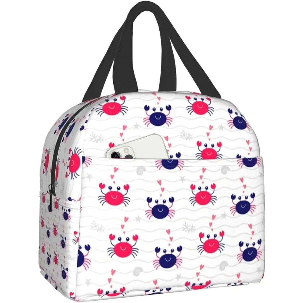 

Сумка для ланча Crab Love, сумка-тоут для женщин и мужчин, ланч-бокс, изолированный контейнер для ланча для школ, работы, путешествий, пикника на природе 22x20x13CM золотой