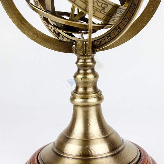 Nauticl Antique Vintage Zodiac Armillary Brass Sphere Globe Display de madeira |
