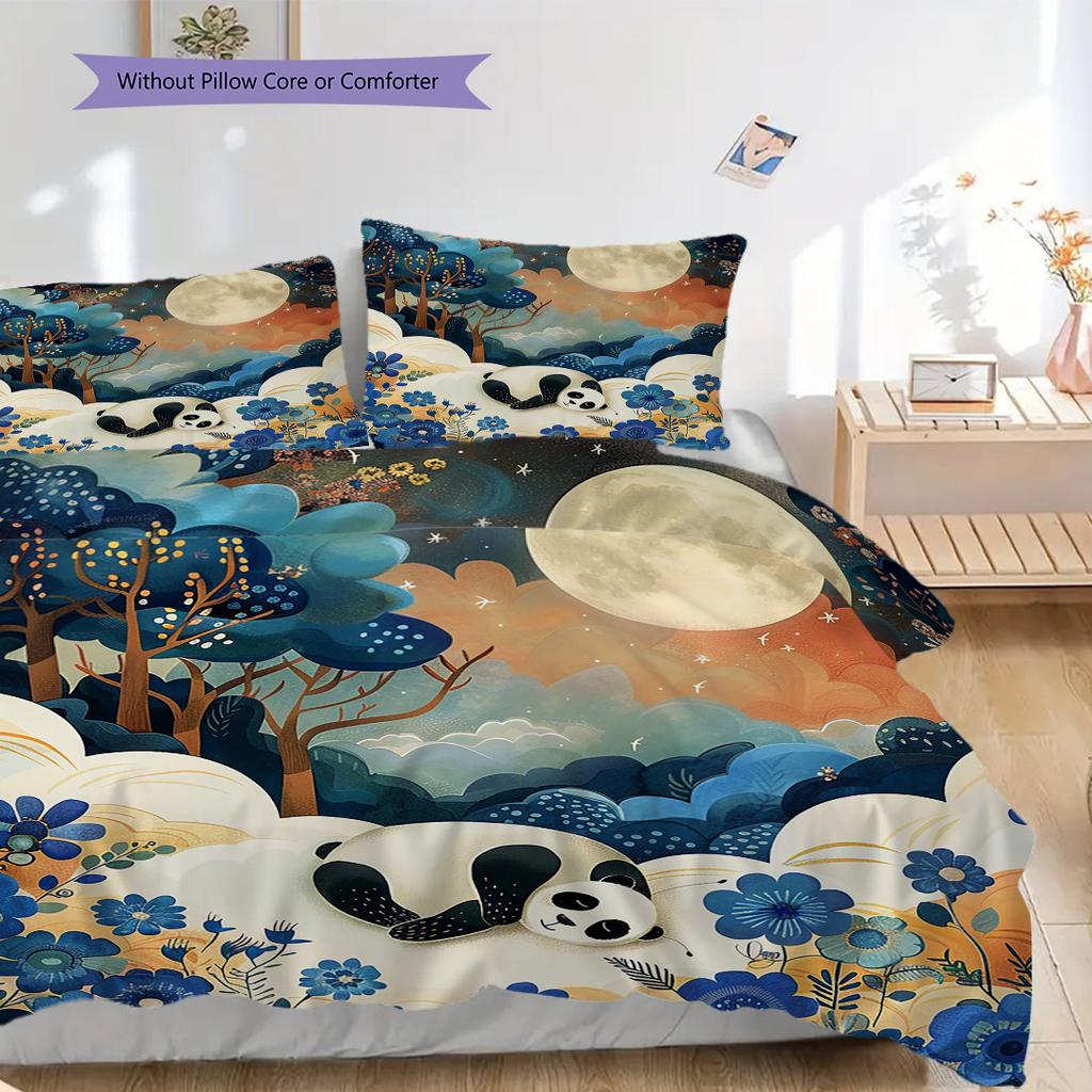 Set Copripiumino Trapuntato con Fantasia Panda Federa Decorazione per la Casa Regalo di Compleanno (1 * copripiumino + 2 * federa, senza nucleo)
