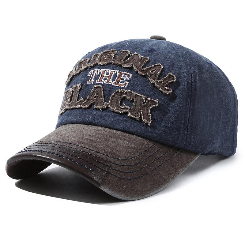 Men's Retro Washed Cloth Alphabet Baseball Cap Curved Brim Old Cap Spring and Autumn Outdoor Sports Women's Sun Hat