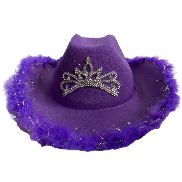 

Womens Western Hat Western Cowgirls Hats Fedoras Party Props Furry Trims Hats фіолетовий