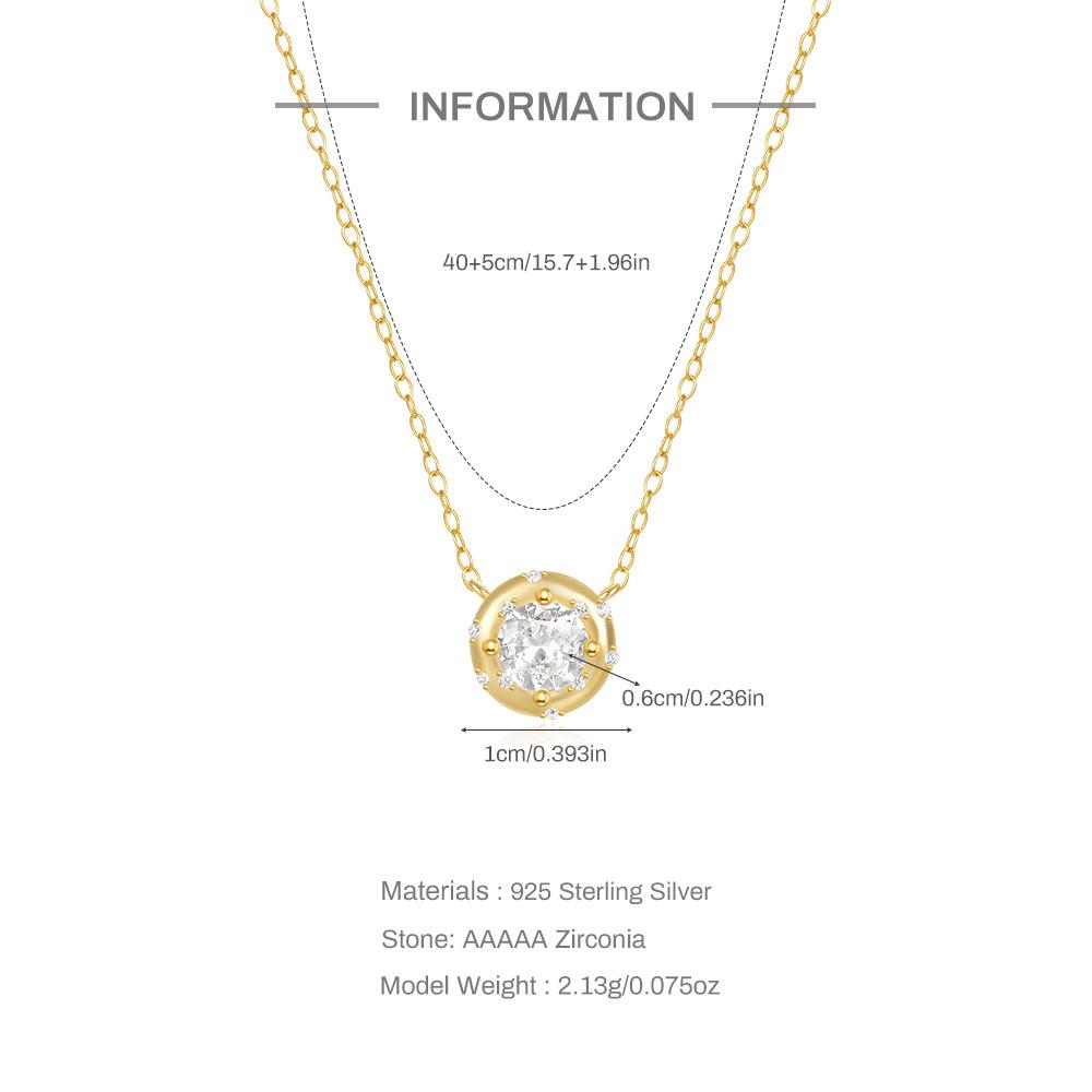 Stylish And Simple S925 Sterling Silver Personalized Geometric Round Diamond-Encrusted Stacked Daily Wear Women'S Collarbone Necklace