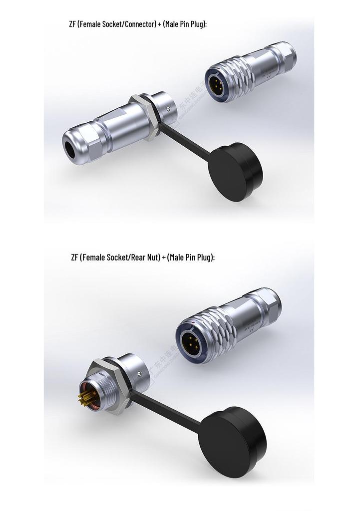 ZF Aviation 4-Core Round Waterproof Quick-Lock Copper Connector for Communication and Navigation