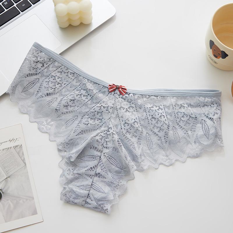 Mid-waist Sexy Cross-border Hot Sale Lace Women's Panties Bow Cross-strap European Beautiful Women's Briefs