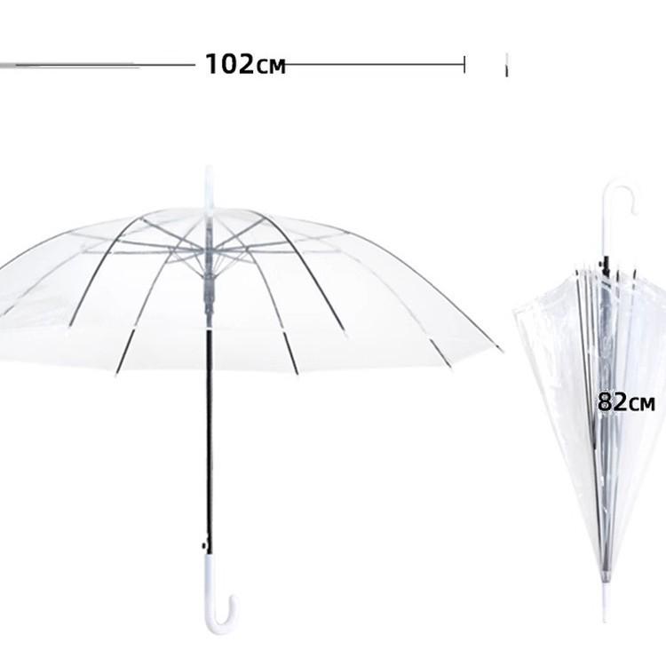 Women's Stylish Transparent Umbrella with Long Handle - Lightweight, Fresh Design, Perfect for Students and Outdoor Use.