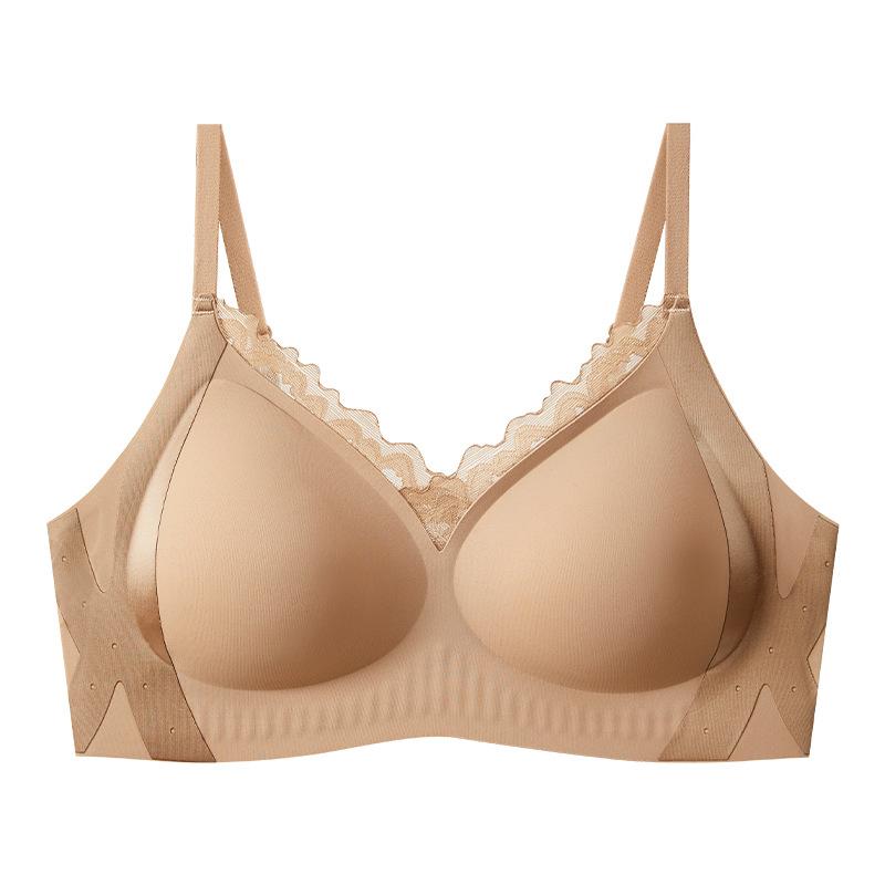 Comfortable and breathable women's seamless steel rim lace beautiful back anti-sagging breast women's bra cover
