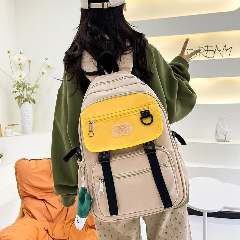 Three-Piece Backpack Set Color Contrast Large Capacity Student Schoolbag Women Backpack with Pen Bag