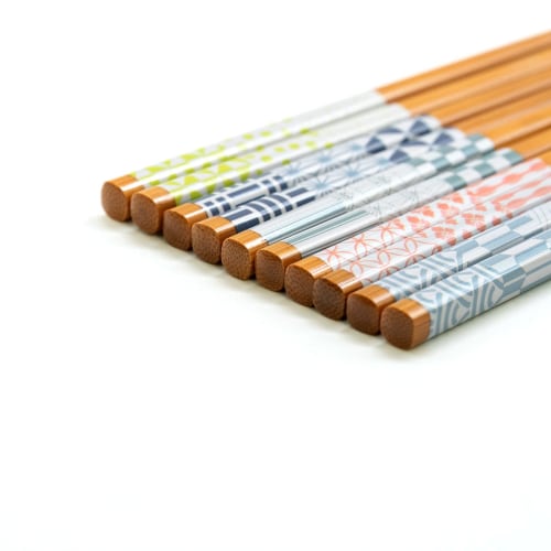 Wakasa Lacquer Chopsticks, Non-Slip, 22.5cm, Set of 5, for Guests, Made of Bamboo, Clank-Clunk Style, Made in Japan, Product Number 265090