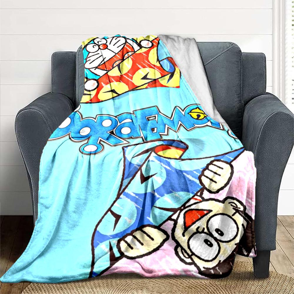 1PC Doraemon Blanket Lightweight Flannel Throw Blanket for Sofa, Bed, Travel, Camping, Livingroom, Office, Couch
