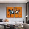 Classic Canvas Painting for Home Decor, Black Horse, Orange Horse, Racing, Wall Art, Riding Woman Pictures, Living Room