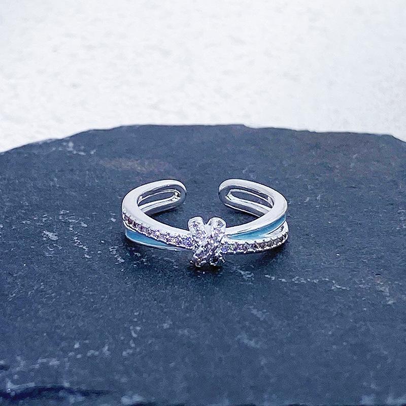 Rose Gold Light Luxury Full Of Diamonds Zircon Multi-Layer Stacked Open Ring Female Personality Niche Index Finger Ring Personality Ring