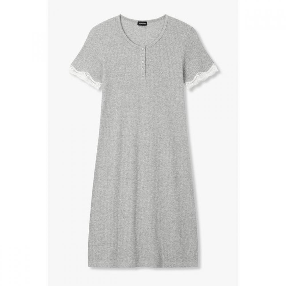 Emporio Armani Lace Trim Short Sleeve Lounge Dress 0826119503 S(90)