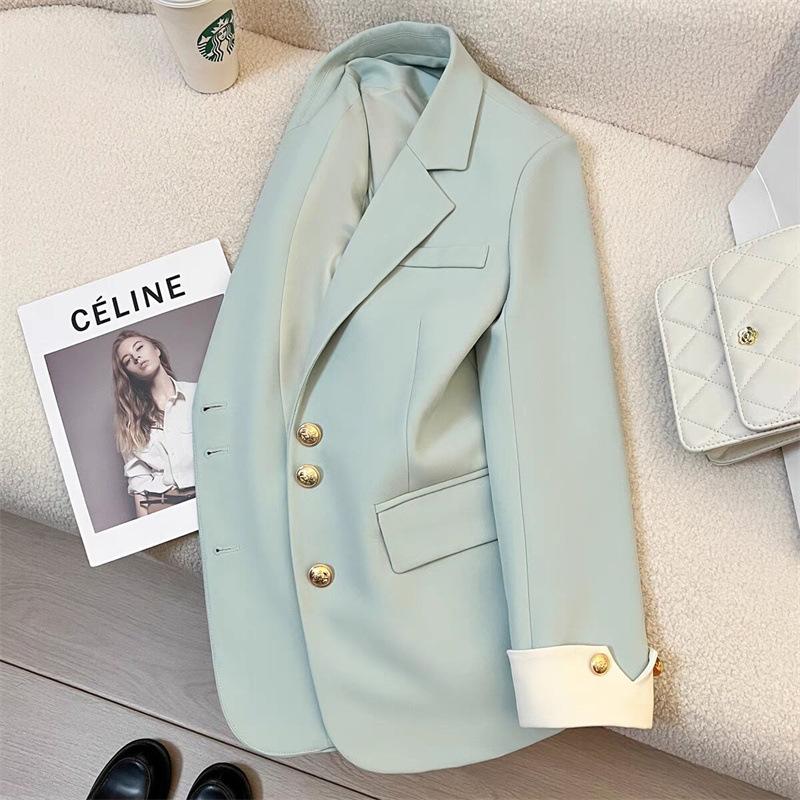 Blazer Business Monocolore da Donna Primavera 2026, Blazer con Tasche a Manica Lunga in Poliestere, Giacca Casual da Ufficio