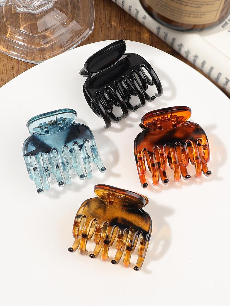 4 Pcs Tortoise Shell Hawaii Flower Hair Clipsdouble Teeth Jaw Clips For Thinleopard Print Hair Accessories For Girls