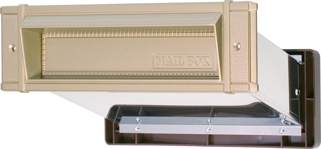 Mizukami Metal Mail Chute with Inner Lid, Airtight Type, No. 24, for Solid Walls, Pearl (001-5656), 1 Unit
